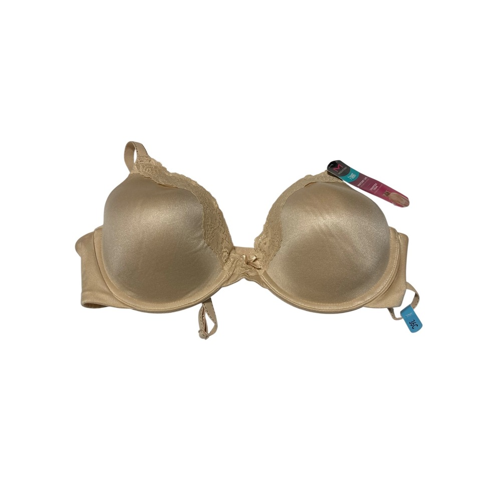 Maidenform Comfort Devotion T-Shirt Bra 36C‎ Tan Nude Lace Trim 09404 NEW